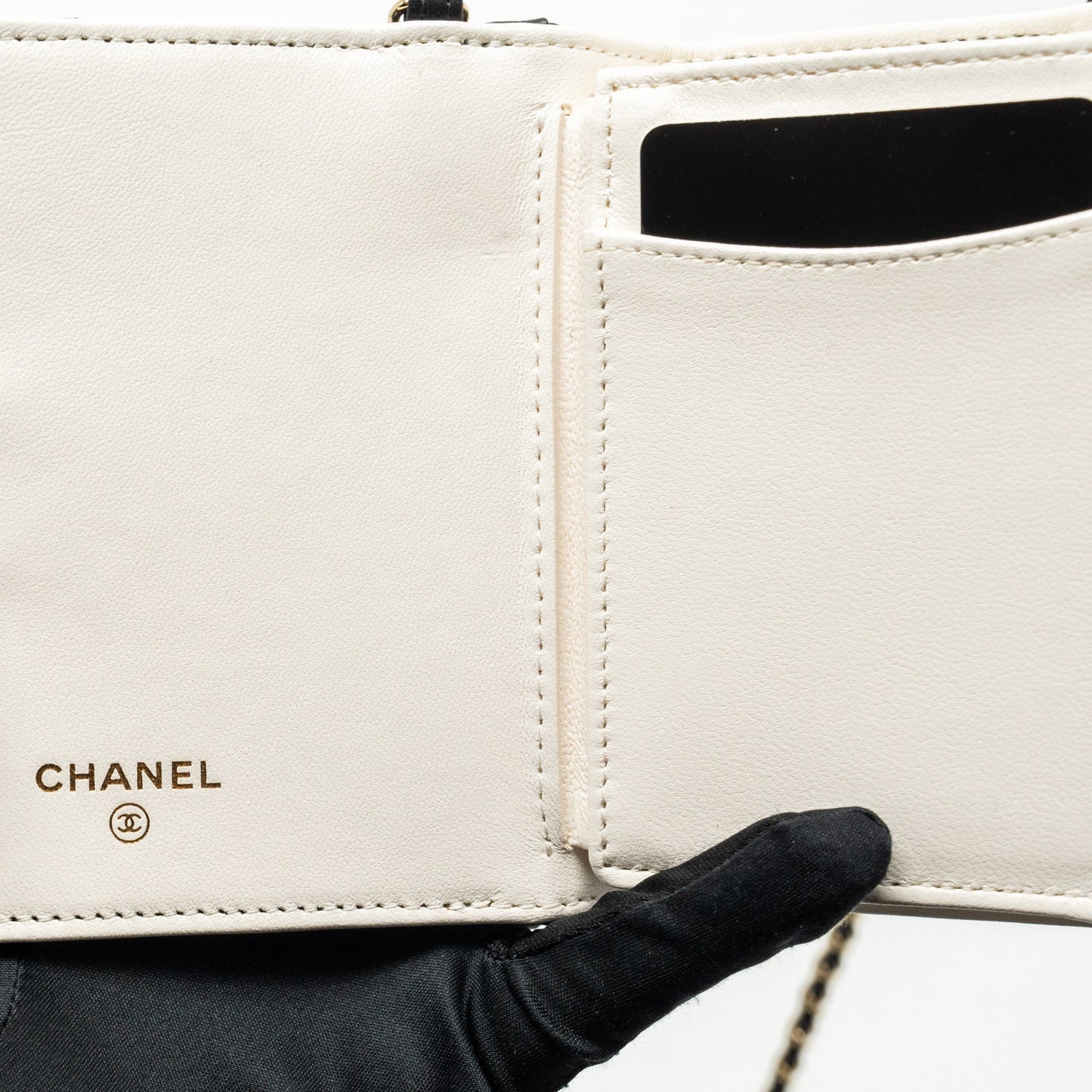 Chanel mini Book Card Holder with Chain Lambskin Black L (microchip)
