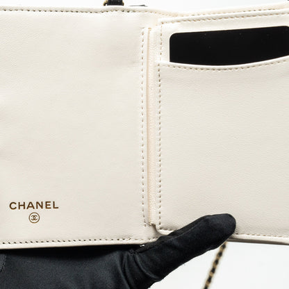 Chanel mini Book Card Holder with Chain Lambskin Black L (microchip)