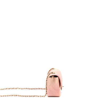 Chanel 21S Mini Rectangular Flap Bag Metallic Grained Lambskin Ombré Rose Gold L