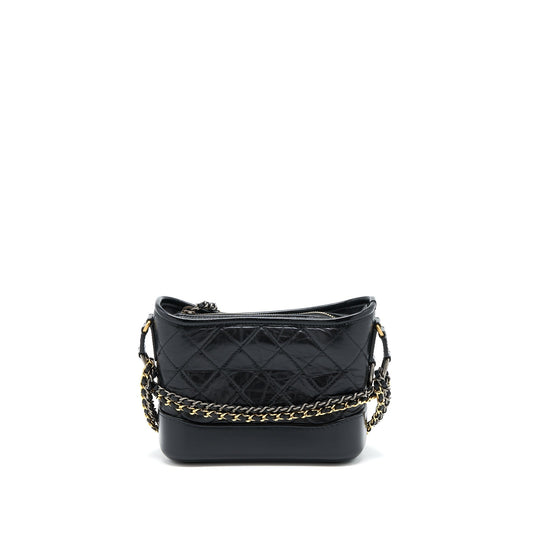 Chanel Small Gabrielle Hobo Bag Aged Calfskin Black Multicolour Hardware
