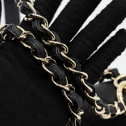 CHANEL FLAP BAG WITH CHAINS HANDLE Quilted CALFSKIN BLACK