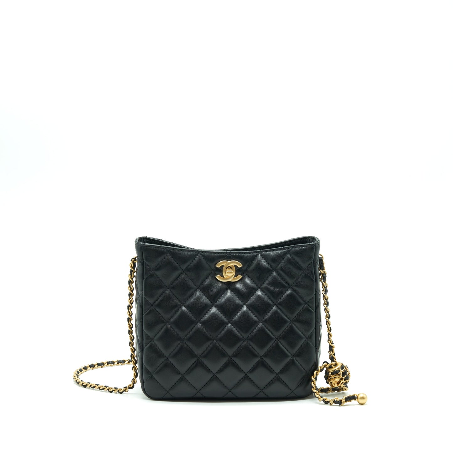 Chanel 22S Pearl Crush Hobo Bag Lambskin Black