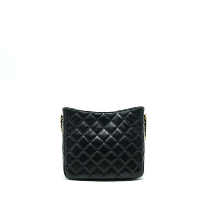 Chanel 22S Pearl Crush Hobo Bag Lambskin Black
