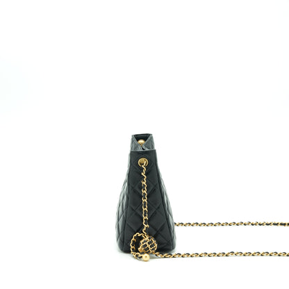Chanel 22S Pearl Crush Hobo Bag Lambskin Black