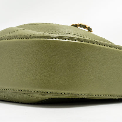 Chanel Drawstring Bucket Bag Grained Calfskin Olive Green