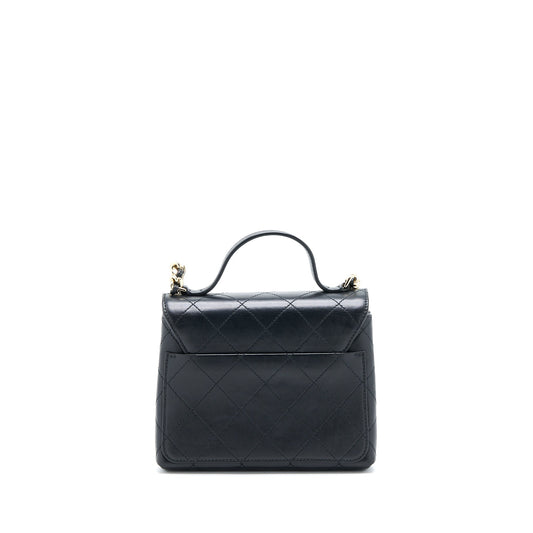 Chanel Seasonal Top Handle Flap Bag Calfskin Black