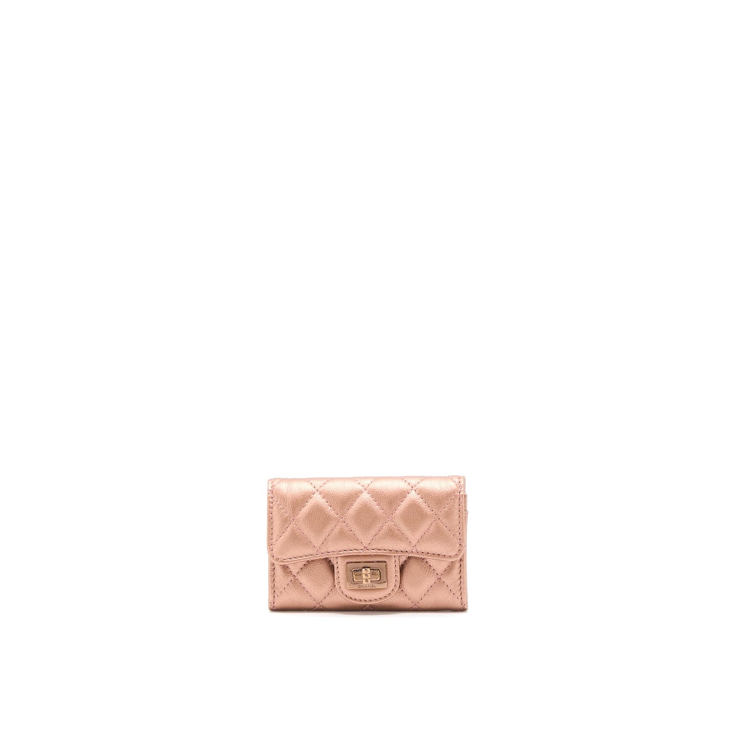 Chanel 2.55 Reissue Flap Card Holder Metallic Grained Calfskin Rose Gold R