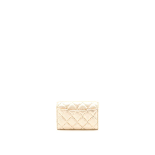 Chanel Quilted Classic Flap Card Holder Lambskin Gold L