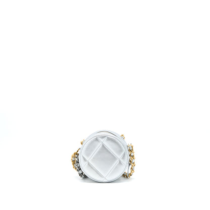 Chanel 19 Round Clutch With Chain Goatskin Silver Multicolour hardware