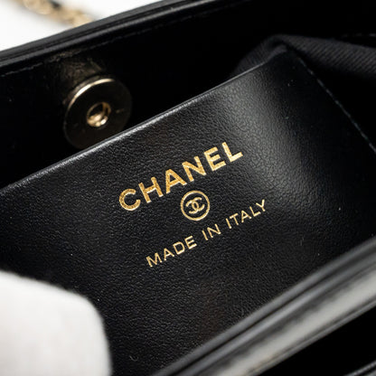 Chanel 24c Mini 31 Clutch With Chain Shiny Calfskin Black L (Microchip)