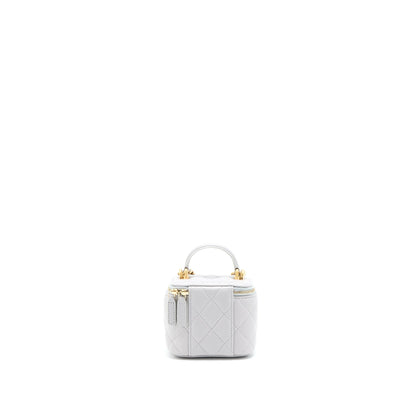 Chanel 21A Top Handle Mini Vanity with Chain Lambskin Light Grey