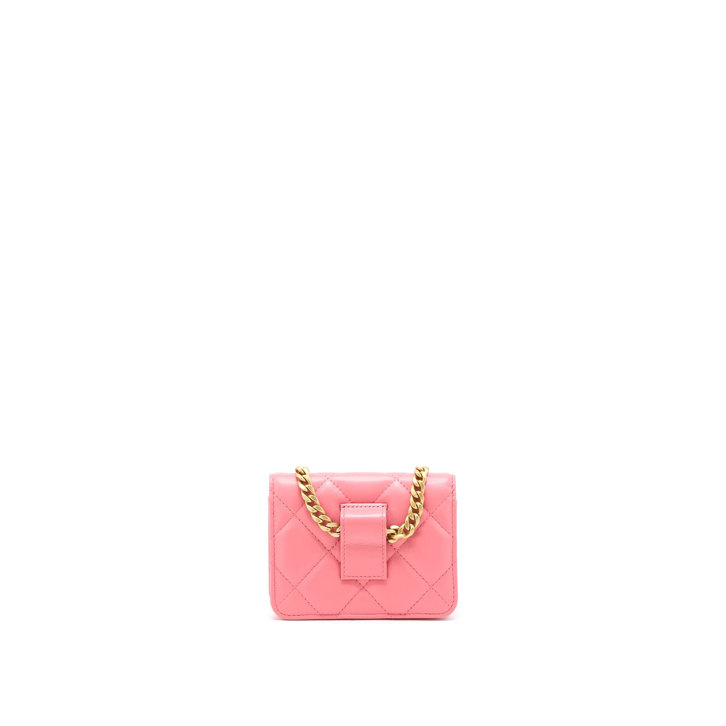 Chanel Mini Flap Waist Bag Enamel Logo Lambskin Pink