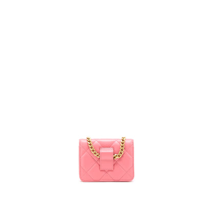 Chanel Mini Flap Waist Bag Enamel Logo Lambskin Pink
