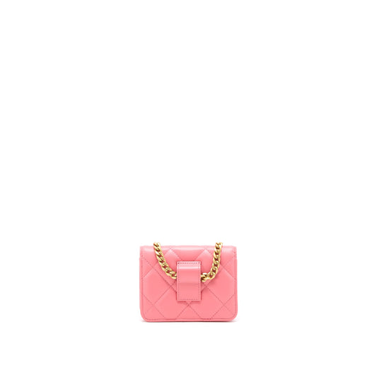 Chanel Mini Flap Waist Bag Enamel Logo Lambskin Pink