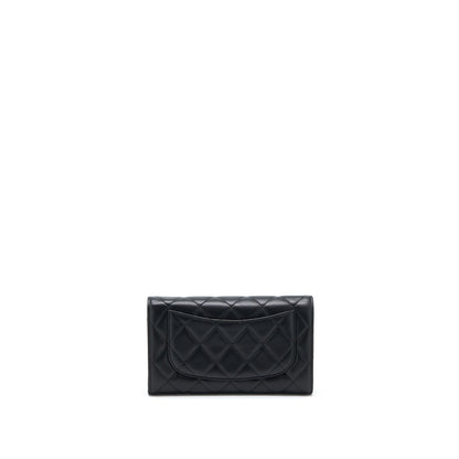 Chanel Long Flap Wallet Lambskin Black