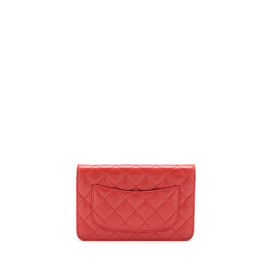 Chanel Classic Wallet On Chain Lambskin Orange Red