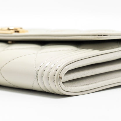 Chanel Boy Long Wallet Patent Iridescent Light Grey L