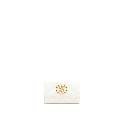 Chanel 19 Flap Card Holder Lambskin White Brushed  (Microchip)