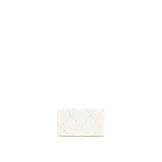 Chanel 19 Flap Card Holder Lambskin White Brushed  (Microchip)
