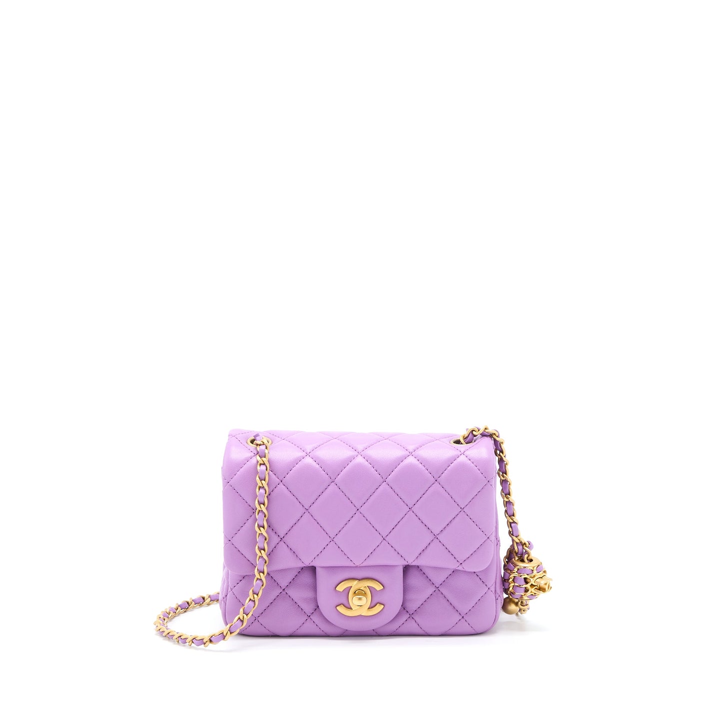 Chanel 22S Pearl Crush Mini Square Lambskin Purple
