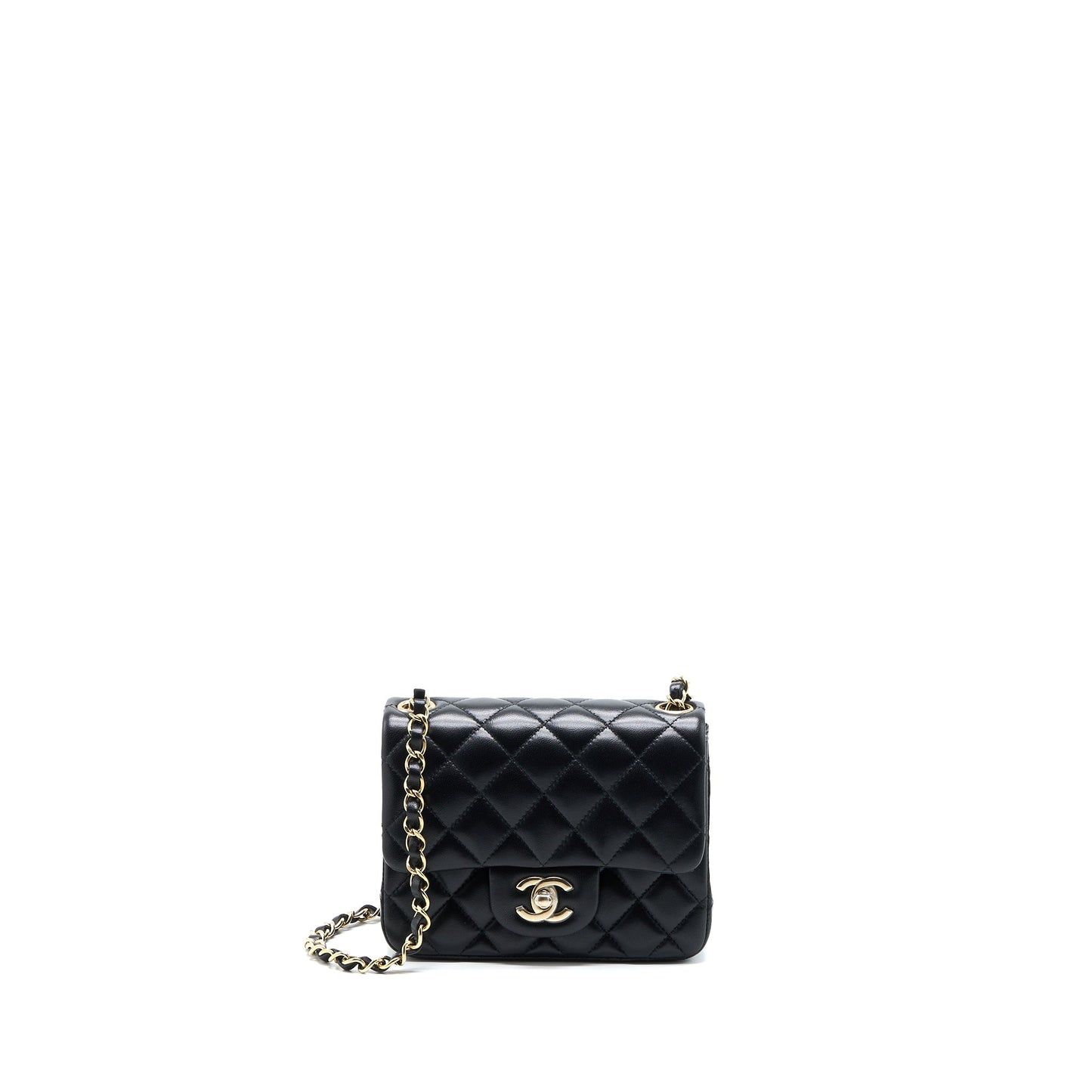 Chanel Mini Square Flap Bag Lambskin Black L (Microchip)