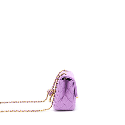 Chanel 22S Pearl Crush Mini Square Lambskin Purple