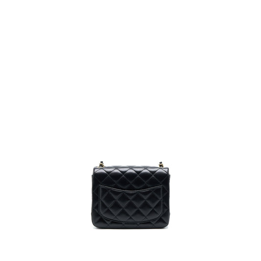 Chanel Mini Square Flap Bag Lambskin Black L (Microchip)
