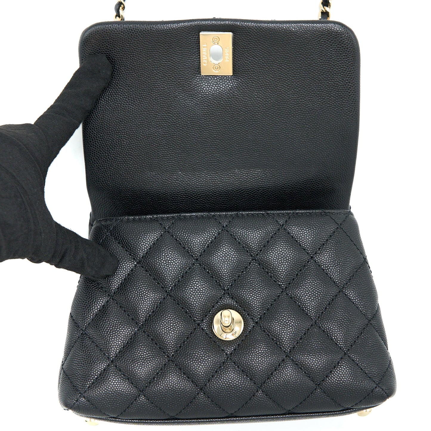 Chanel Mini Coco Handle Caviar Black L