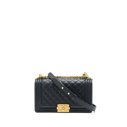 Chanel Medium Boy Bag Caviar Black Brushed