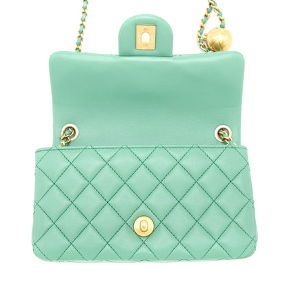 Chanel Pearl Crush Mini Rectangular Flap Bag Lambskin Green  (Microchip)