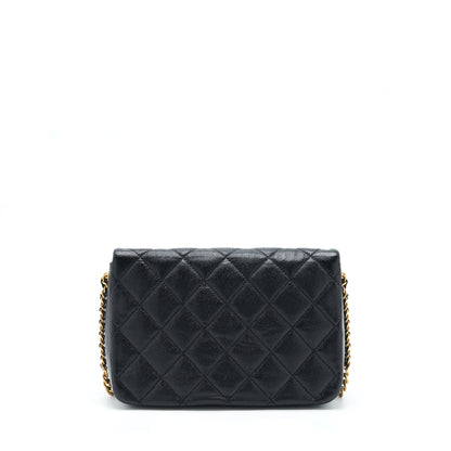 Chanel 22P Medium Melody Bag Grained Calfskin Black