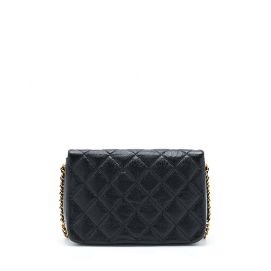 Chanel 22P Medium Melody Bag Grained Calfskin Black