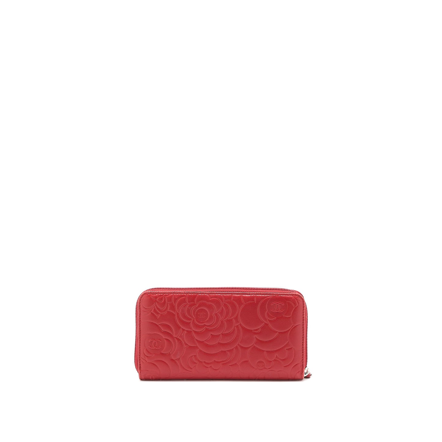 Chanel Camellia Long Wallet Lambskin Red