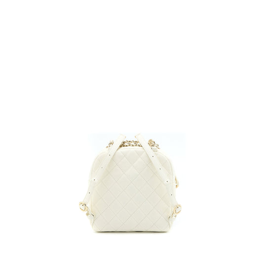 Chanel Quilted Mini CC Day Backpack Caviar White L