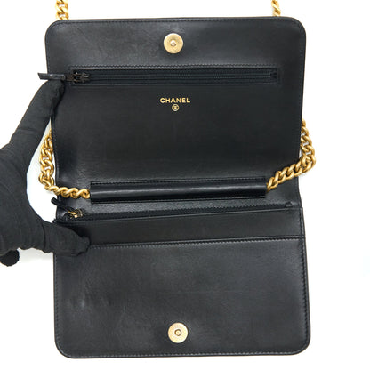 Chanel Boy Wallet on Chain Lambskin Black Brushed