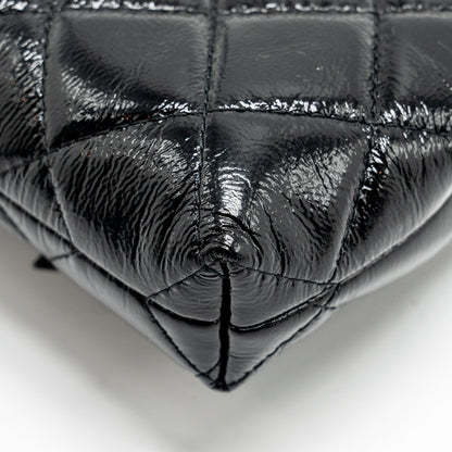 Chanel 24A Bowknot Clutch With Chain patent Crumpled Lambskin/Shiny Lambskin Black  (microchip)