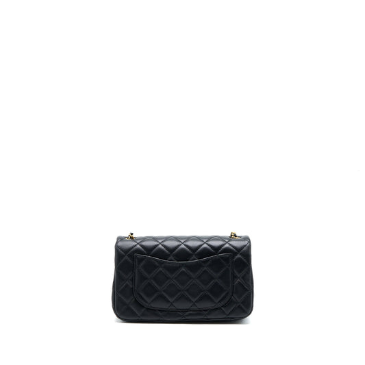 Chanel Pearl Crush Mini Rectangular Lambskin Black Brushed  (Microchip)