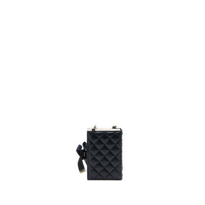 Chanel 22B Mini Book Card Holder With Chains Lambskin Black L