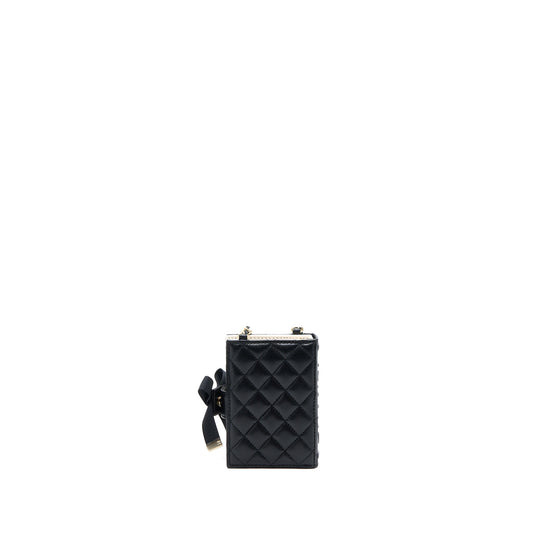 Chanel 22B Mini Book Card Holder With Chains Lambskin Black L