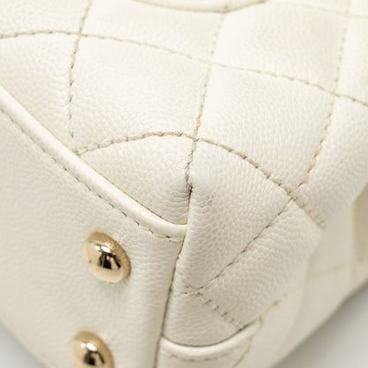 Chanel Mini Coco Handle Caviar White L (Microchip)
