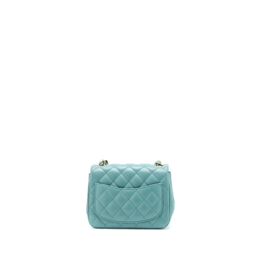 Chanel Mini Square Flap Bag Lambskin Light Green L (Microchip)