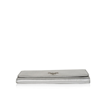Prada Metallic Saffiano Wallet
