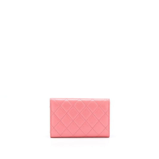 Chanel Flap Wallet Caviar Rose Pink L