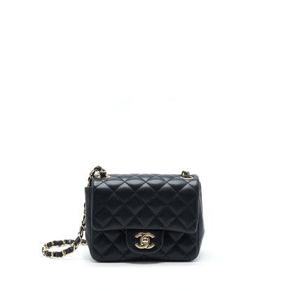 Chanel Mini Square Flap Bag Lambskin Black L