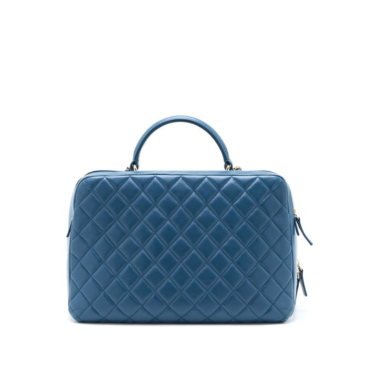 Chanel Quilted Large Trendy CC Bowling Bag Lambskin Blue L