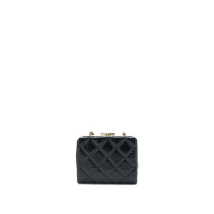 Chanel Quilted Mini Clip With Chain Aged Calfskin Black L