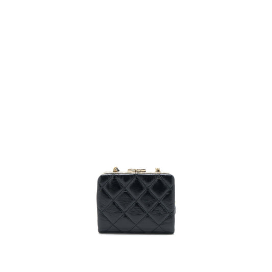 Chanel Quilted Mini Clip With Chain Aged Calfskin Black L