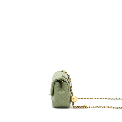 Chanel Pearl Crush Mini Rectangular Flap Bag 21B Lambskin Green