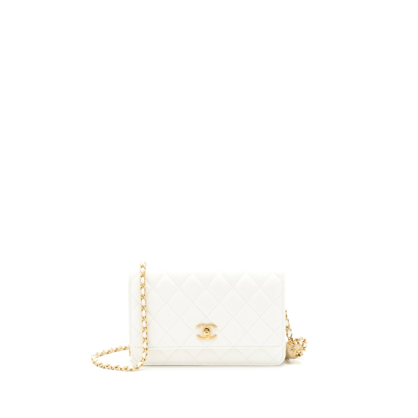 Chanel Pearl Crush Wallet On Chain Lambskin White  (Microchip)