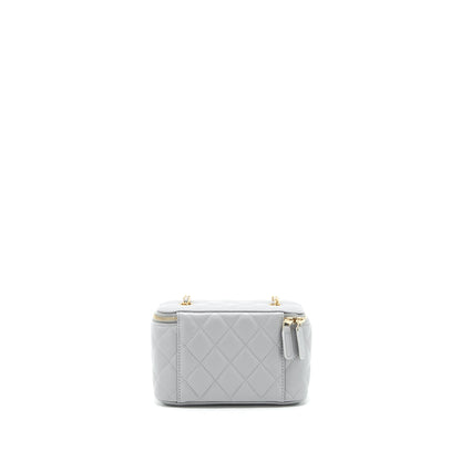 Chanel 21B Pearl Crush Long Vanity With Chain Lambskin Grey